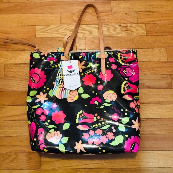 Consuela Handbags - Neon Floral Consuela Market Tote